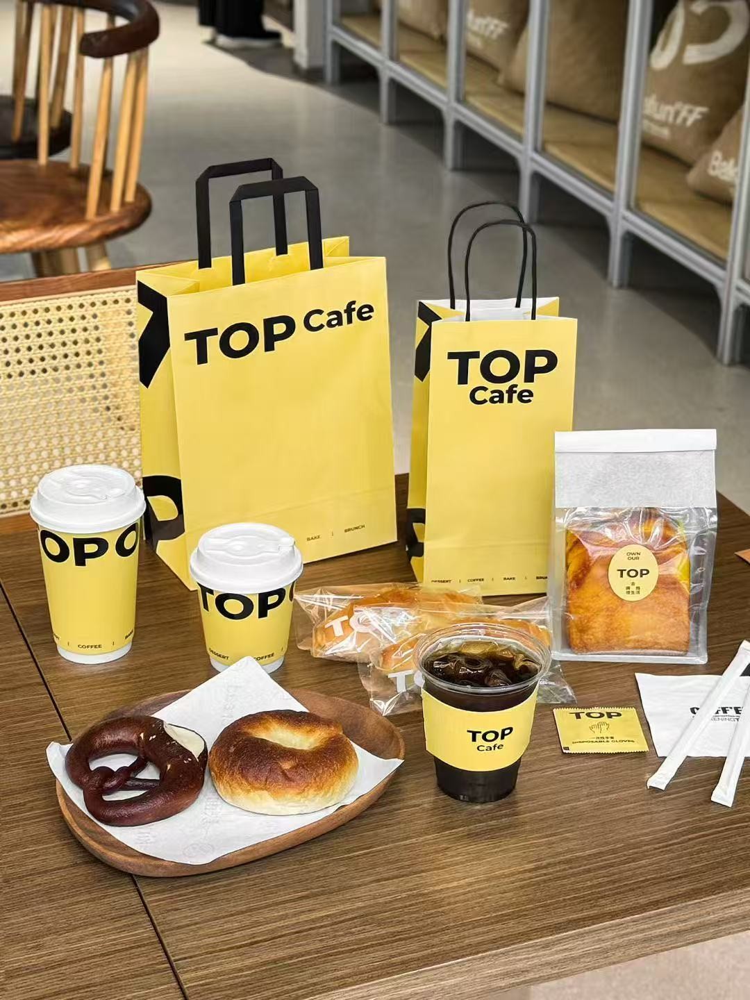 Customized 330ml 500ml Coffee Cup Bread Bag Packaging Tote Bag
