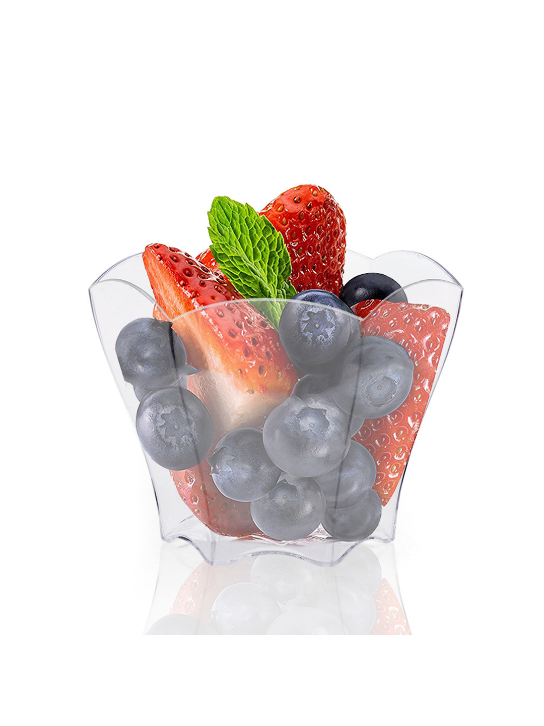 Disposable Custom Plastic Pudding Flower Shaped Mousse Cup Dessert Transparent Cup